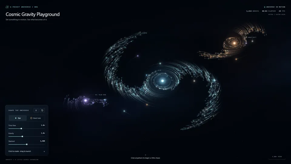 Original Astra Extra High Cosmic Gravity scene and controls
