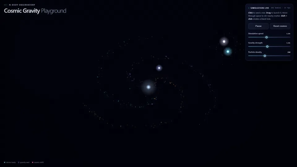 Original Sol Medium Cosmic Gravity scene and controls
